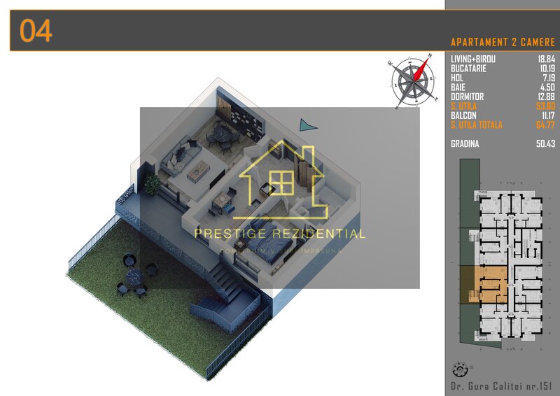 Titan, Pallady in finaliz. ap 2 cam., curte 50 mp, incalzire in pardoseala